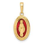 Lataa kuva Galleria-katseluun, 14k Yellow Gold Enamel Blessed Virgin Mary Miraculous Medal Oval Pendant Charm
