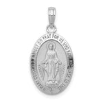 將圖片載入圖庫檢視器 14k White Gold Blessed Virgin Mary Miraculous Medal Oval Pendant Charm
