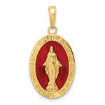 將圖片載入圖庫檢視器 14k Yellow Gold Enamel Blessed Virgin Mary Miraculous Medal Oval Pendant Charm
