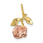 Load image into Gallery viewer, 14k Yellow Rose Gold Rhodium Tri Color Small Rose Flower Chain Slide Pendant Charm
