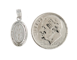 14k White Gold Virgin Mary Miraculous Medal Tiny Pendant Charm