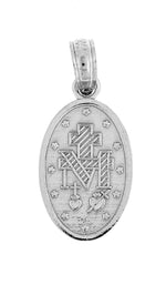 將圖片載入圖庫檢視器 14k White Gold Virgin Mary Miraculous Medal Tiny Pendant Charm

