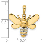 Załaduj obraz do przeglądarki galerii, 14k Yellow Gold and Rhodium Two Tone Bee Bumblebee Diamond Cut Pendant Charm
