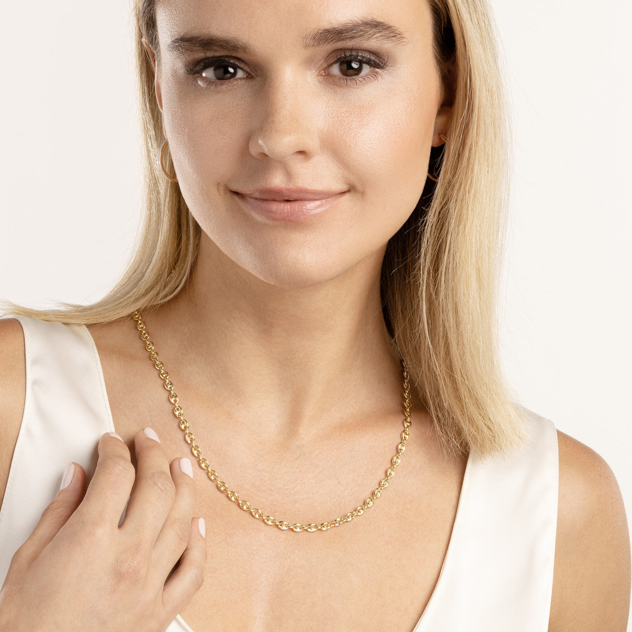 14K Yellow Gold 3.7mm Puff Mariner Bracelet Anklet Choker Pendant Necklace Chain