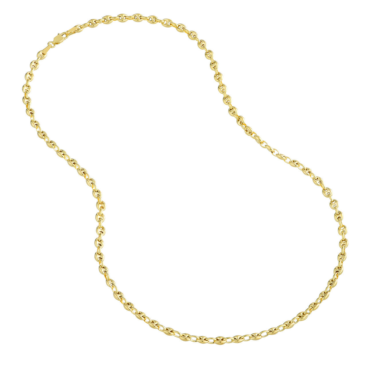 14K Yellow Gold 3.7mm Puff Mariner Bracelet Anklet Choker Pendant Necklace Chain