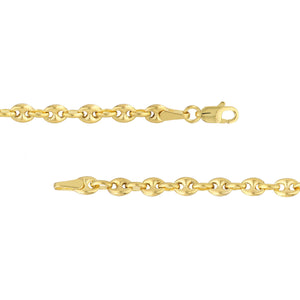 14K Yellow Gold 3.7mm Puff Mariner Bracelet Anklet Choker Pendant Necklace Chain