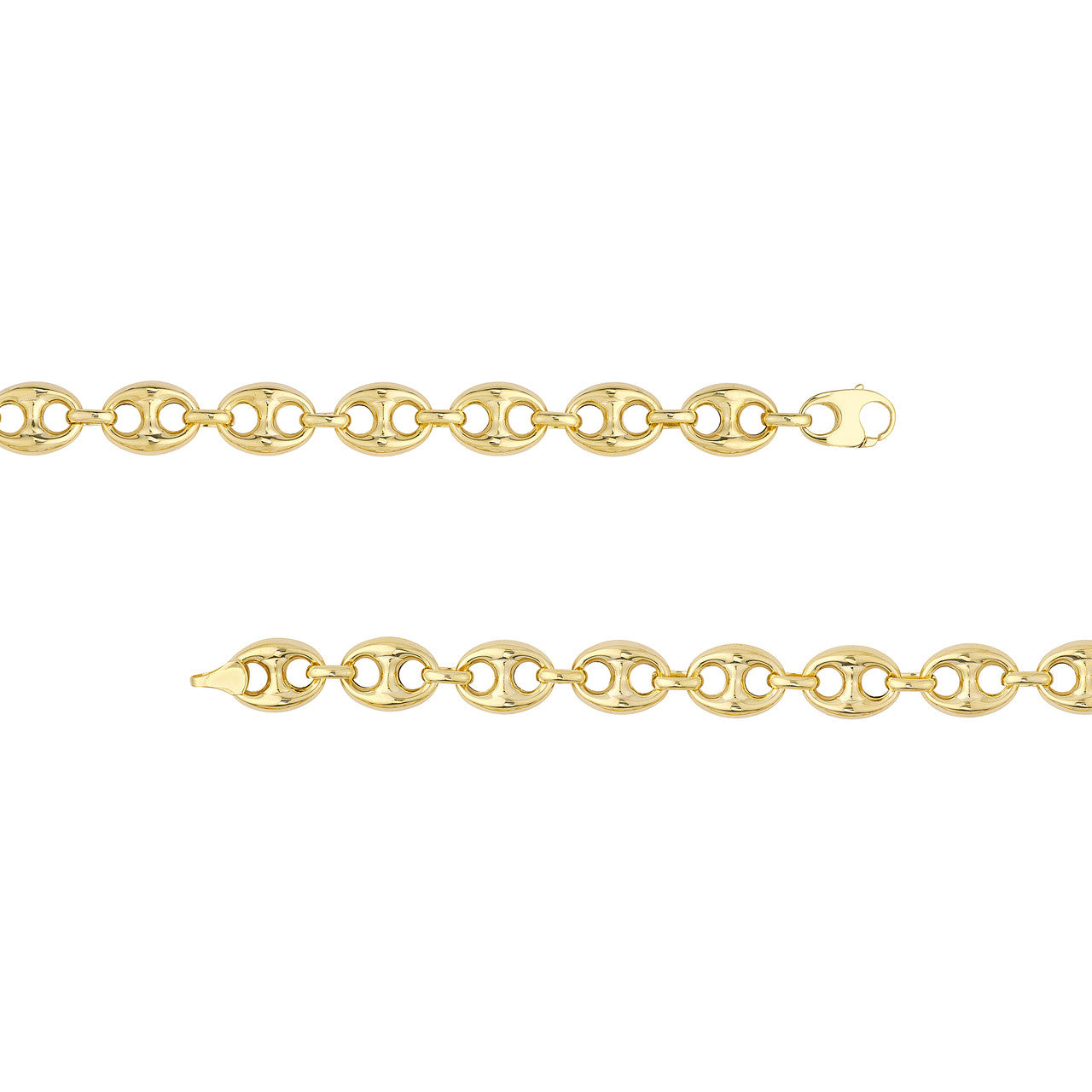 14K Yellow Gold 10mm Puff Mariner Bracelet Anklet Choker Pendant Necklace Chain