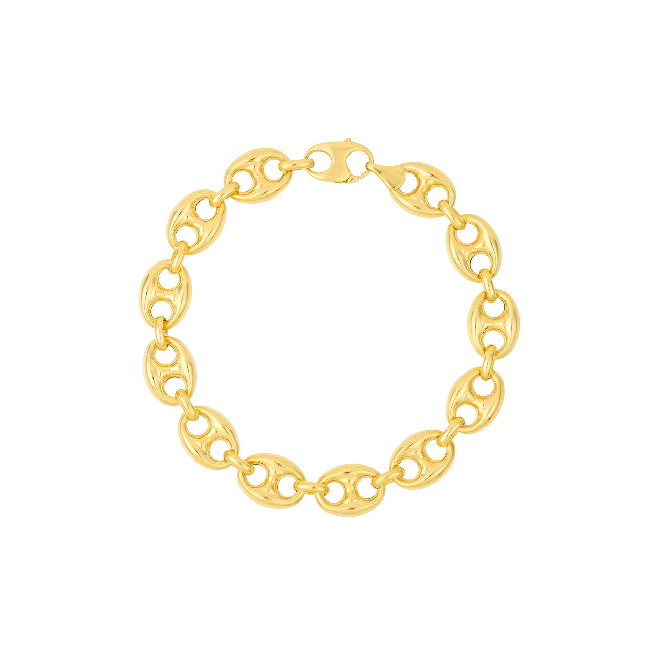 14K Yellow Gold 10mm Puff Mariner Bracelet Anklet Choker Pendant Necklace Chain