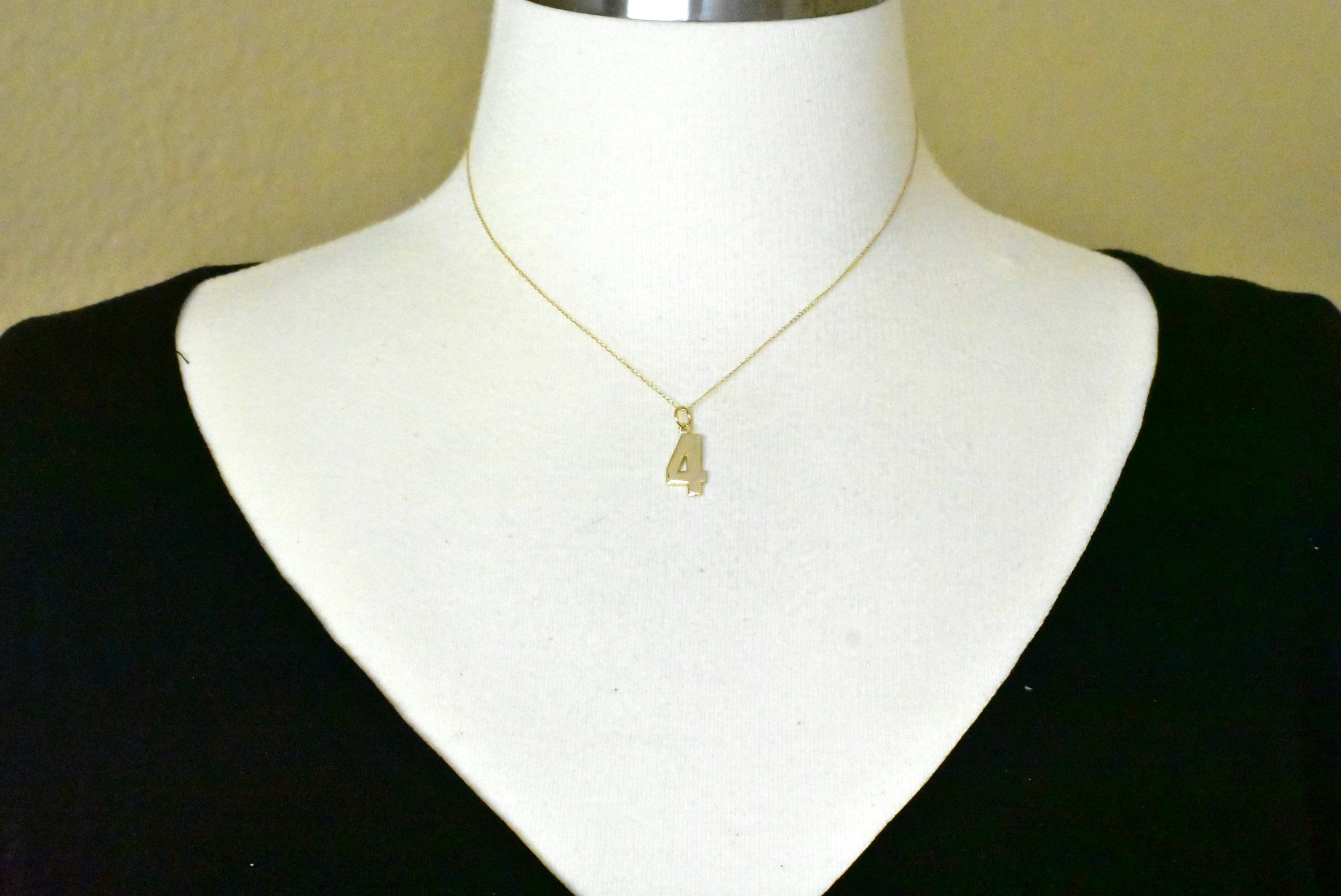14k Yellow Gold Number 4 Four Pendant Charm