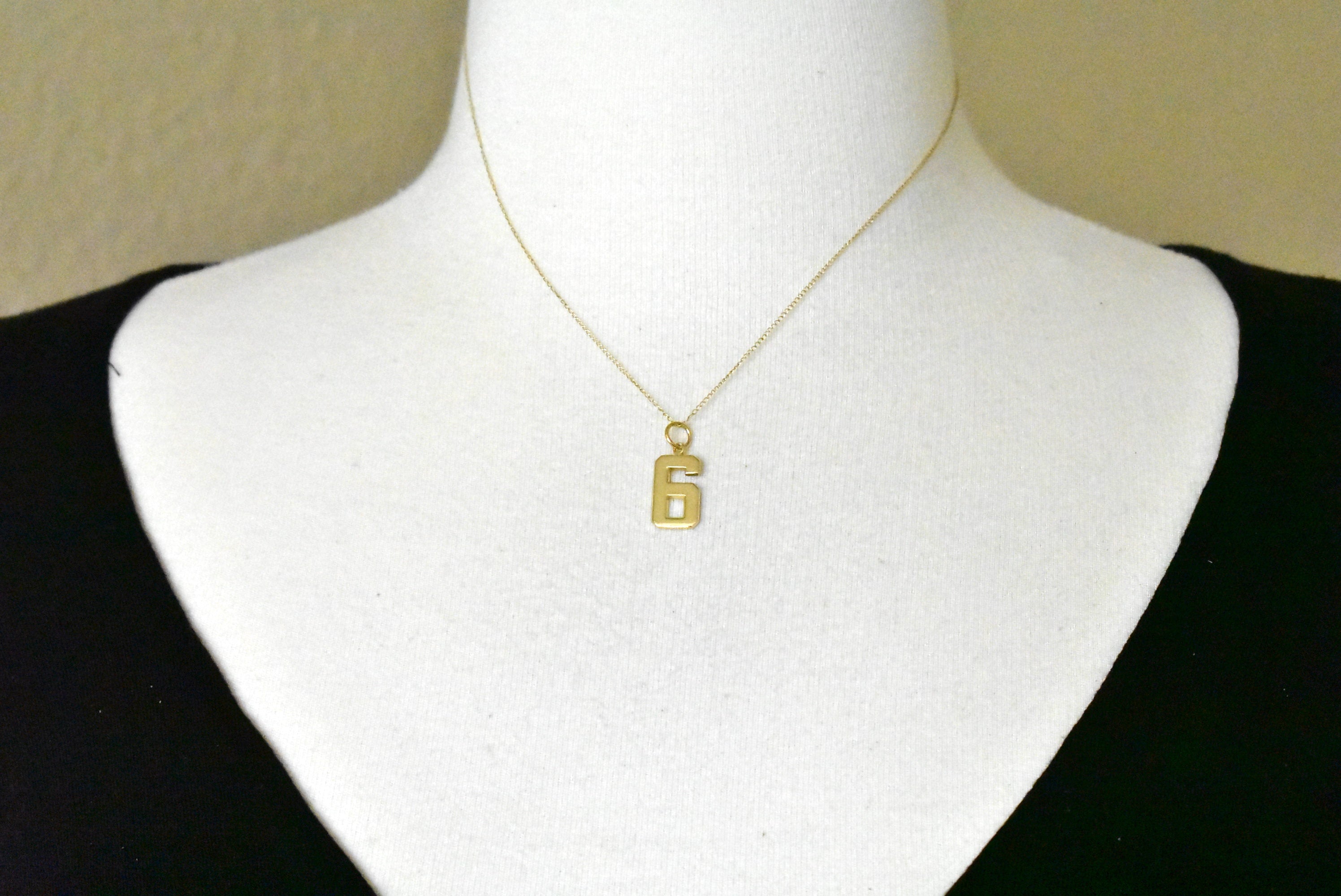 14k Yellow Gold Number 6 Six Pendant Charm