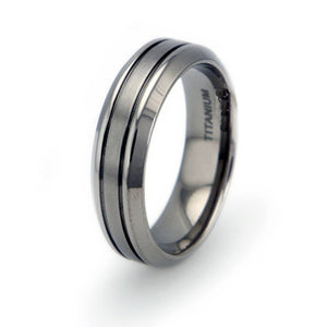 Titanium Wedding Ring Band Modern Contemporary Engraved Personalized