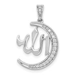 Lataa kuva Galleria-katseluun, 14K White Gold Diamond Allah Crescent Moon Star Pendant Charm
