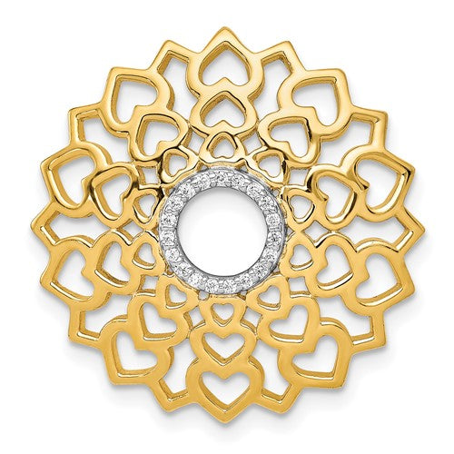 14K Yellow Gold Genuine Diamond Crown Chakra Sahasrara Chain Slide Pendant Charm