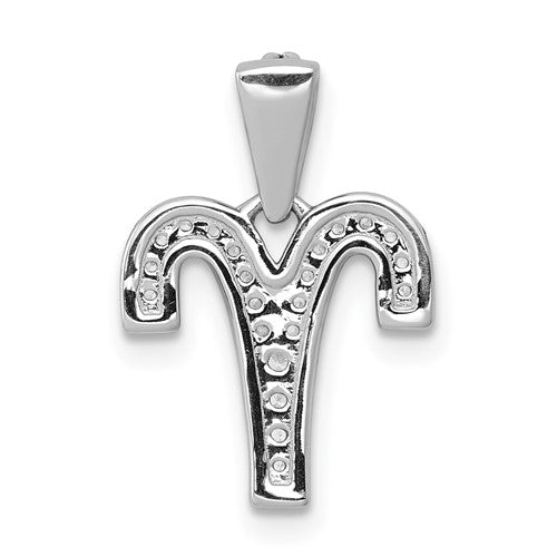 14k White Gold Genuine Diamond Aries Zodiac Horoscope Pendant Charm