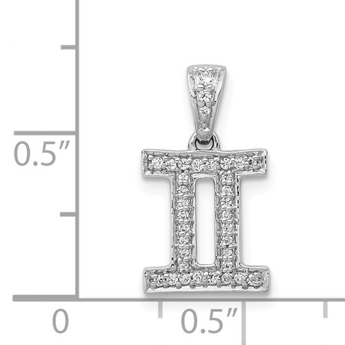 14k White Gold Genuine Diamond Gemini Zodiac Horoscope Pendant Charm