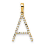 이미지를 갤러리 뷰어에 로드 , 14K Yellow White Gold Diamond Initial Letter A Uppercase Block Alphabet Pendant Charm
