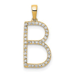 將圖片載入圖庫檢視器 14K Yellow White Gold Diamond Initial Letter B Uppercase Block Alphabet Pendant Charm
