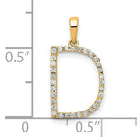 Indlæs billede til gallerivisning 14K Yellow White Gold Diamond Initial Letter D Uppercase Block Alphabet Pendant Charm
