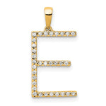 Carica l&#39;immagine nel visualizzatore di Gallery, 14K Yellow White Gold Diamond Initial Letter E Uppercase Block Alphabet Pendant Charm
