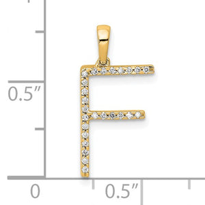 14K Yellow White Gold Diamond Initial Letter F Uppercase Block Alphabet Pendant Charm