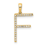 Carregar imagem no visualizador da galeria, 14K Yellow White Gold Diamond Initial Letter F Uppercase Block Alphabet Pendant Charm
