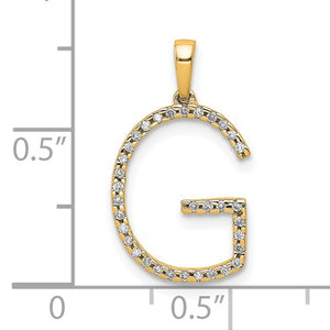 14K Yellow White Gold Diamond Initial Letter G Uppercase Block Alphabet Pendant Charm