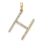 이미지를 갤러리 뷰어에 로드 , 14K Yellow White Gold Diamond Initial Letter H Uppercase Block Alphabet Pendant Charm
