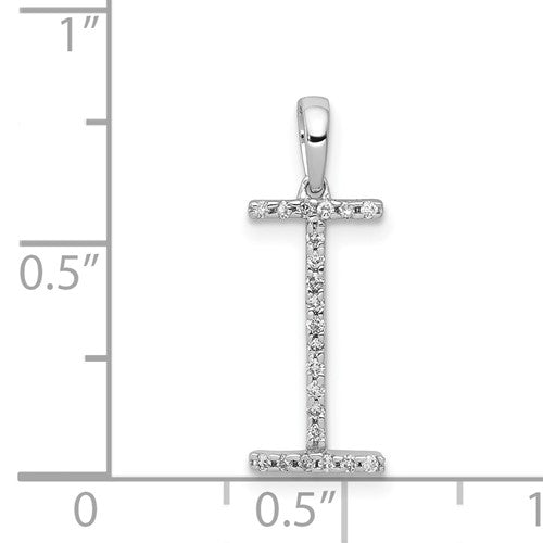 14K Yellow White Gold Diamond Initial Letter I Uppercase Block Alphabet Pendant Charm