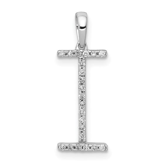 14K Yellow White Gold Diamond Initial Letter I Uppercase Block Alphabet Pendant Charm