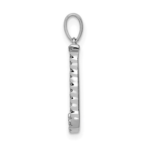 14K Yellow White Gold Diamond Initial Letter J Uppercase Block Alphabet Pendant Charm