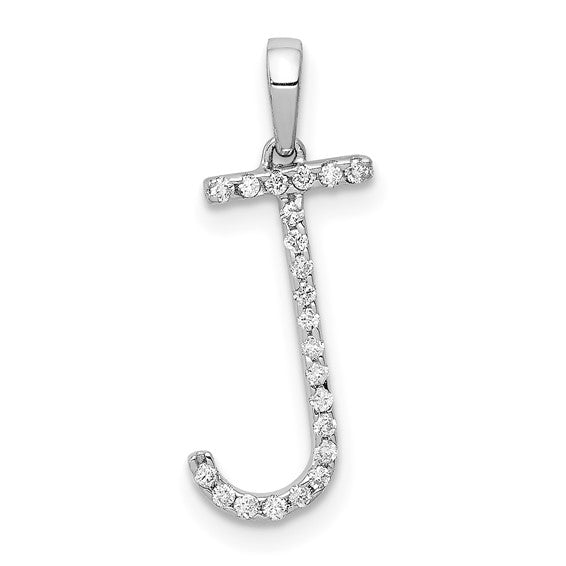 14K Yellow White Gold Diamond Initial Letter J Uppercase Block Alphabet Pendant Charm