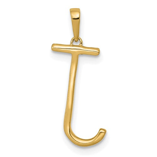 14K Yellow White Gold Diamond Initial Letter J Uppercase Block Alphabet Pendant Charm