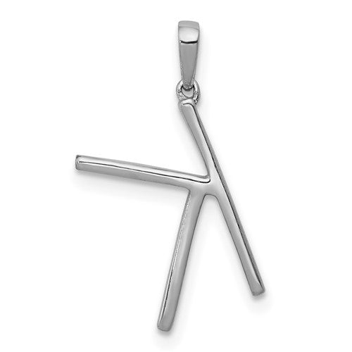 14K Yellow White Gold Diamond Initial Letter K Uppercase Block Alphabet Pendant Charm