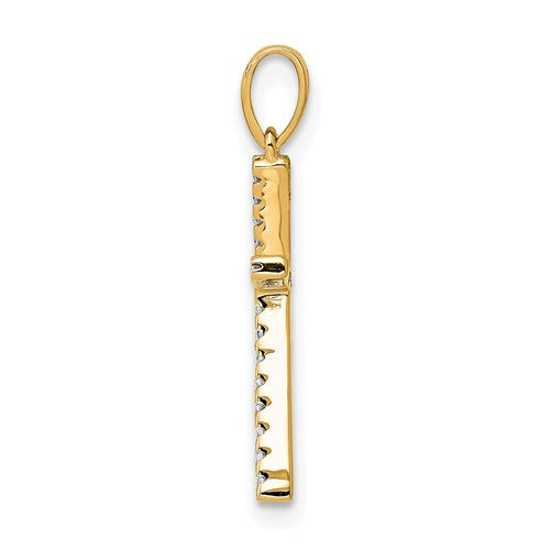 14K Yellow White Gold Diamond Initial Letter K Uppercase Block Alphabet Pendant Charm