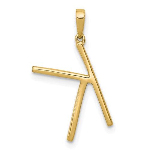 14K Yellow White Gold Diamond Initial Letter K Uppercase Block Alphabet Pendant Charm