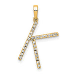 Φόρτωση εικόνας στο εργαλείο προβολής Συλλογής, 14K Yellow White Gold Diamond Initial Letter K Uppercase Block Alphabet Pendant Charm
