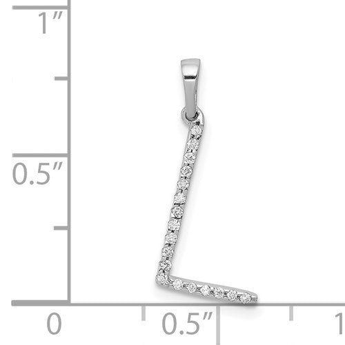 14K Yellow White Gold Diamond Initial Letter L Uppercase Block Alphabet Pendant Charm