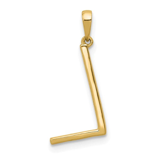 14K Yellow White Gold Diamond Initial Letter L Uppercase Block Alphabet Pendant Charm