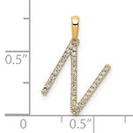 이미지를 갤러리 뷰어에 로드 , 14K Yellow White Gold Diamond Initial Letter N Uppercase Block Alphabet Pendant Charm
