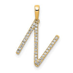 Load image into Gallery viewer, 14K Yellow White Gold Diamond Initial Letter N Uppercase Block Alphabet Pendant Charm
