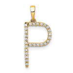 Cargar imagen en el visor de la galería, 14K Yellow White Gold Diamond Initial Letter P Uppercase Block Alphabet Pendant Charm

