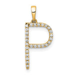 Load image into Gallery viewer, 14K Yellow White Gold Diamond Initial Letter P Uppercase Block Alphabet Pendant Charm
