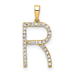 Kép betöltése a galériamegjelenítőbe: 14K Yellow White Gold Diamond Initial Letter R Uppercase Block Alphabet Pendant Charm
