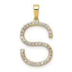 Afbeelding in Gallery-weergave laden, 14K Yellow White Gold Diamond Initial Letter S Uppercase Block Alphabet Pendant Charm
