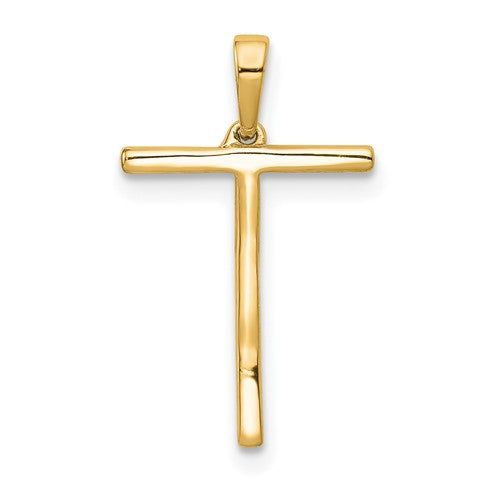 14K Yellow White Gold Diamond Initial Letter T Uppercase Block Alphabet Pendant Charm