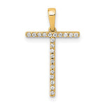 Load image into Gallery viewer, 14K Yellow White Gold Diamond Initial Letter T Uppercase Block Alphabet Pendant Charm
