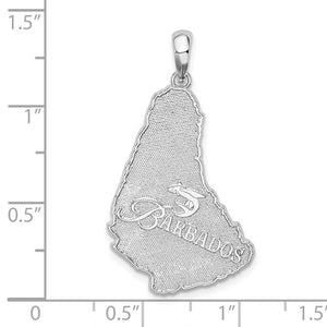 Sterling Silver Barbados Map Pendant Charm