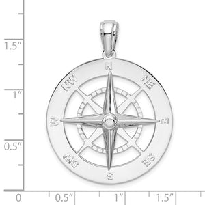 Sterling Silver Nautical Compass Medallion Large Pendant Charm
