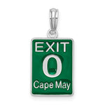 Kép betöltése a galériamegjelenítőbe: Sterling Silver Enamel Cape May New Jersey Exit 0 Pendant Charm
