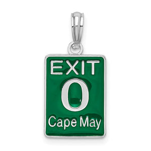 Sterling Silver Enamel Cape May New Jersey Exit 0 Pendant Charm
